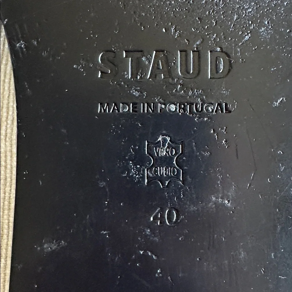 STAUD Black Nina Ruched Slide Slip On Leather Sandal Made in Portugal, Size 9 - Picture 8 of 14